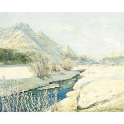 Valley stream in the snow