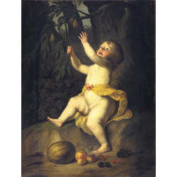 A child picking the low hanging fruit