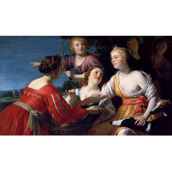 Diana resting after the hunt with shepherdesses and two greyhounds a landscape...