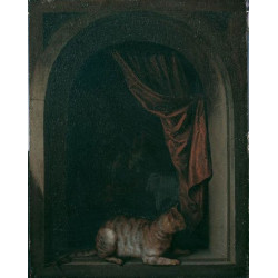 A cat at the window of a painters studios 1657