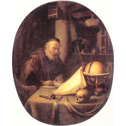 Man interrupted at his writing 1635