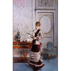 A lady admiiring a fan 1878