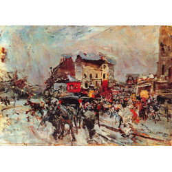 Exit of a costumes ball in montmartre