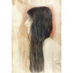 Girl with long hair with a sketch for nude veritas 1899