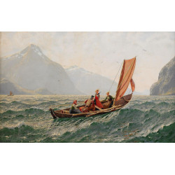 Fjord with sailing boat