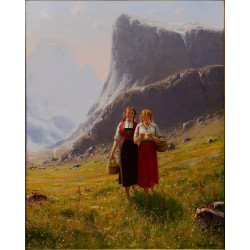 Girls in a mountain landscape