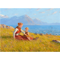 Mother and child by the sea