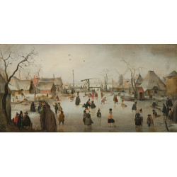 Schaatsenrijden in een dorp rijksmuseum sk a 1320