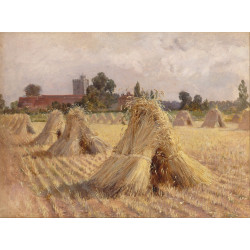 Corn stooks by bray church