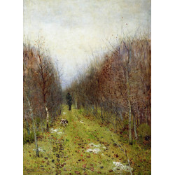 Autumn landscape with hunter 1880