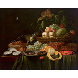 Fruit still life with oysters
