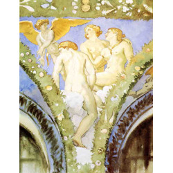 Three nudes with cupid