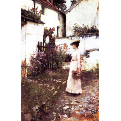 Gathering summer flowers in a devonshire garden