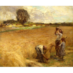 Harvester drinking from a flask the thirst