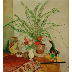 Stilleben mit blattpflanze