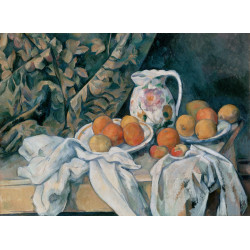 Still life with curtain and flowered pitcher 1895