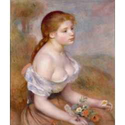A young girl with daisies