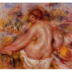 After bathing seated female nude