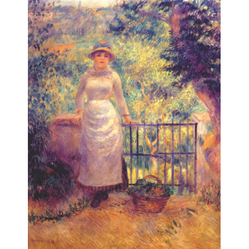 Aline at the gate girl in the garden 1884 Aline at the gate girl in the garden 1884