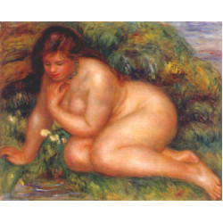 Bather admiring herself in the water