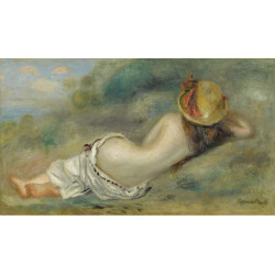 Bather in hat laying on the grass 1892