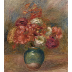Bouquet of flowers in green vase