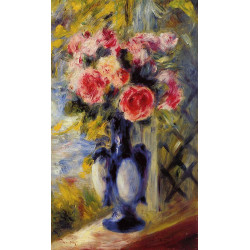 Bouquet of roses in a blue vase 1892