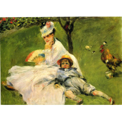 Camille monet and her son jean in the garden at argenteuil 1874