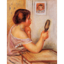 Gabrielle holding a mirror with a portrait of coco 1905