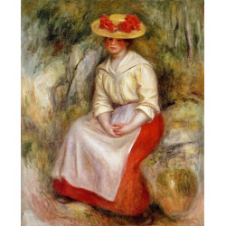 Gabrielle in a straw hat 1900