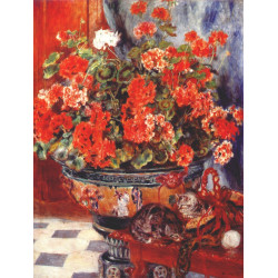 Geraniums and cats 1881