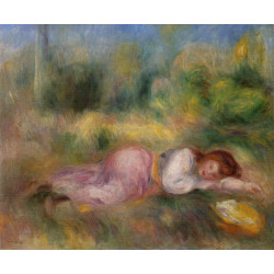 Girl streched out on the grass 1890