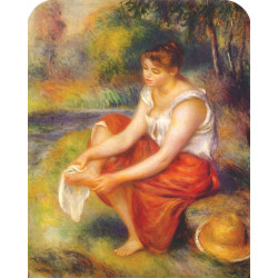 Girl wiping her feet