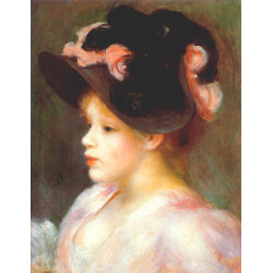 Girl with a pink and black hat