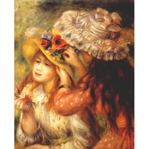 Girls putting flowers on their hats 1894