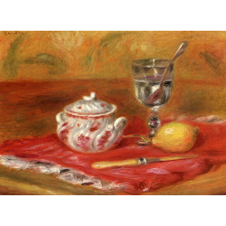 Still life with glass and lemon