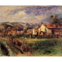 Young woman standing near a farmhouse in milly 1892