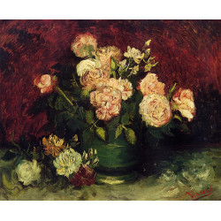 Bowl with peonies and roses