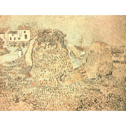 Haystacks near a farm 1888