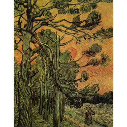 Palm trees against a red sky with setting sun