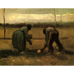 Peasant and peasant woman planting potatoes 1885 Peasant and peasant woman planting potatoes 1885