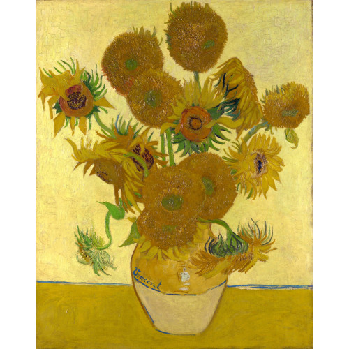 Still life vase with fifteen sunflowers 1888