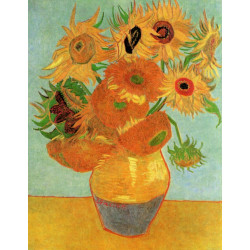 Still life vase with twelve sunflowers 1