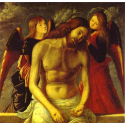 The dead christ supported by angels