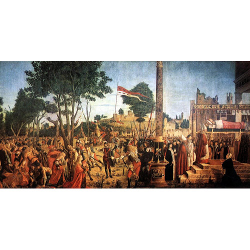 The martyrdom of the pilgrims and the funeral of st ursula from the st ursula cycle 1490 94 1493