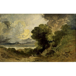 Landscape with lake and fallen tree 1800